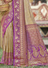 Beige And Purple Woven Kanjivaram Silk Saree