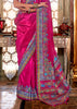 Hot Pink Printed Kashmiri Jamewar Saree