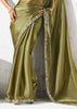 Olive Green Embroidered Designer Silk Saree