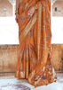 Burnt Orange Printed Soft Silk Saree