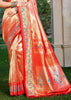 Sunset Orange Woven Kanjivaram Silk Saree