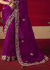 Berry Purple Designer Embroidered Saree