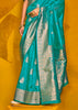 Teal Blue Woven Banarasi Silk Saree