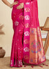 Delight Pink Woven Bronze Zari Paithani Silk Saree