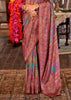 Faded Red Light Weight Printed Silk Saree