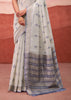 Glacier Grey Woven Cotton Silk Saree