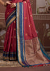 Amarican Red Woven Banarasi Tussar Silk Saree