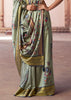 Sage Green Banarasi Digital Printed Silk Saree
