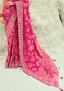 Hot Pink Woven Georgette Bandhej Designer Saree