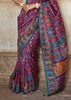 Phlox Purple Printed Kashmiri Jamewar Saree