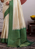 Green Border Ivory Woven Banarasi Silk Saree