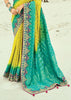 Yellow & Green Woven Georgette Bandhej Designer Saree