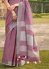 ANTIQUE PURPLE WOVEN LINEN SAREE WITH KHADI PRINT BLOUSE (6713087000769)