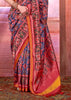 Blue And Red Printed Patola Silk Saree