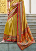 Rich Yellow Banarasi Tissue Silk Saree with Contrast Border