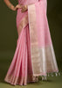 Blossom Pink Woven Soft Silk Saree