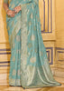 Aqua Blue Woven Banarasi Silk Saree
