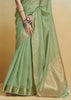 Fair Green Woven Banarasi Linen Silk Saree