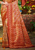 Brown Red Dual Tone Woven Banarasi Silk Saree