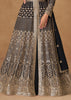 Caviar Black Embroidered Georgette Anarkali with Dupatta
