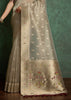 Silver Shine Woven Banarasi Tissue Saree With Meenakari Butas