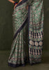 Medium Green Printed Satin Crepe Silk Saree