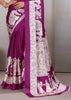 Dahlia Purple Printed Satin Silk Saree
