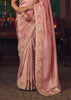 Ruby Pink Woven Embroidered Saree