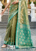 Golden Green Woven Tissue Silk Saree