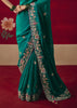 Peacock Green Designer Embroidered Saree