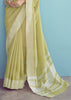 Muted Green Woven Linen Silk Saree