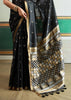 Phantom Black Woven Tussar Silk Saree