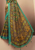 Golden Blue Printed Georgette Saree