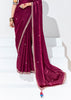 American Maroon Designer Organza Tissue Silk Saree With Printed Blouse