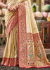 Beige & Red Woven Kanjivaram Silk Saree