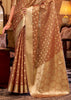 Plum Peach Woven Banarasi Tissue Silk Saree