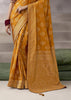 “Exclusive Offer” : Marigold Yellow Banarasi Designer Saree With Embroidered Blouse