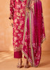 Scarlet Pink Embroidered Suit Set With Floral Print