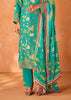 Festive Green Embroidered Suit Set With Floral Print