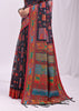 Midnight Blue Woven Linen Cotton Saree