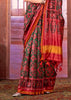 Green Red Printed Patola Silk Saree