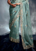 Aquamarine Blue Designer Silk Saree