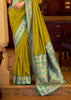 Pista Green Woven Banarasi Soft Silk Saree