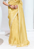 Delight Yellow Designer Organza Tissue Silk Saree With Printed Blouse