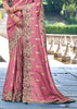 Mauve Pink Woven Banarasi Designer Silk Saree With Embroidered Blouse