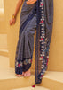 Royal Blue Printed Georgette Light Weight Saree