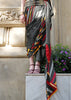 Jet Black Printed Satin Silk Saree