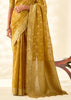 Mustard Yellow Woven Linen Tissue Silk Saree