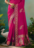 Rani Pink Woven Embroidered Banarasi Silk Saree
