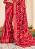 Fiery Red Printed Georgette Silk Saree